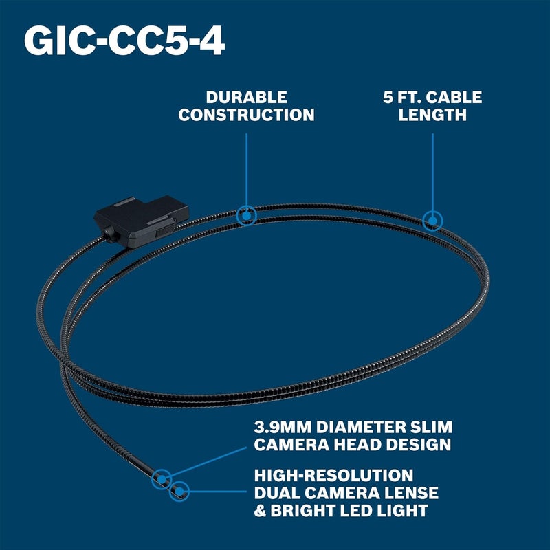 BOSCH GIC-CC5-4 Inspection Camera Cable - 5 Ft, High-Resolution, IP67 Durable Design for GIC4-23C & GIC5-27C - Image 2